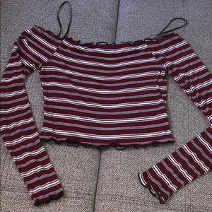 long sleeve off the shoulder crop top